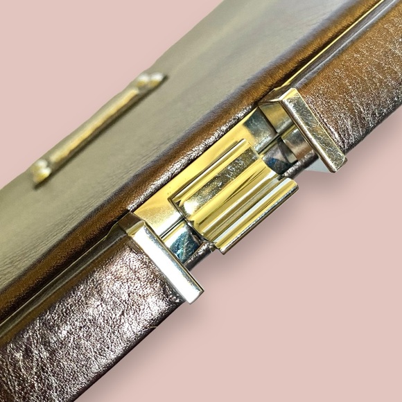 NWT Charles David Metallic Bronze Leather Oversized Clutch 12.25 x 6.25” - Picture 9 of 12